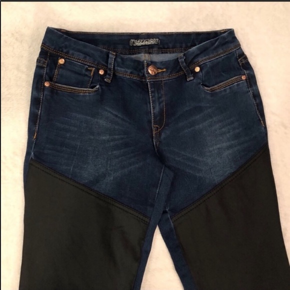 Twelve K Skinny Dual Color Moto Style Jeans Size 7 - Picture 5 of 6